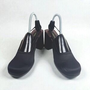 Y2K Unlisted Black Satin Chunky Block Heel Slingback Close Toed Shoes Size 9M